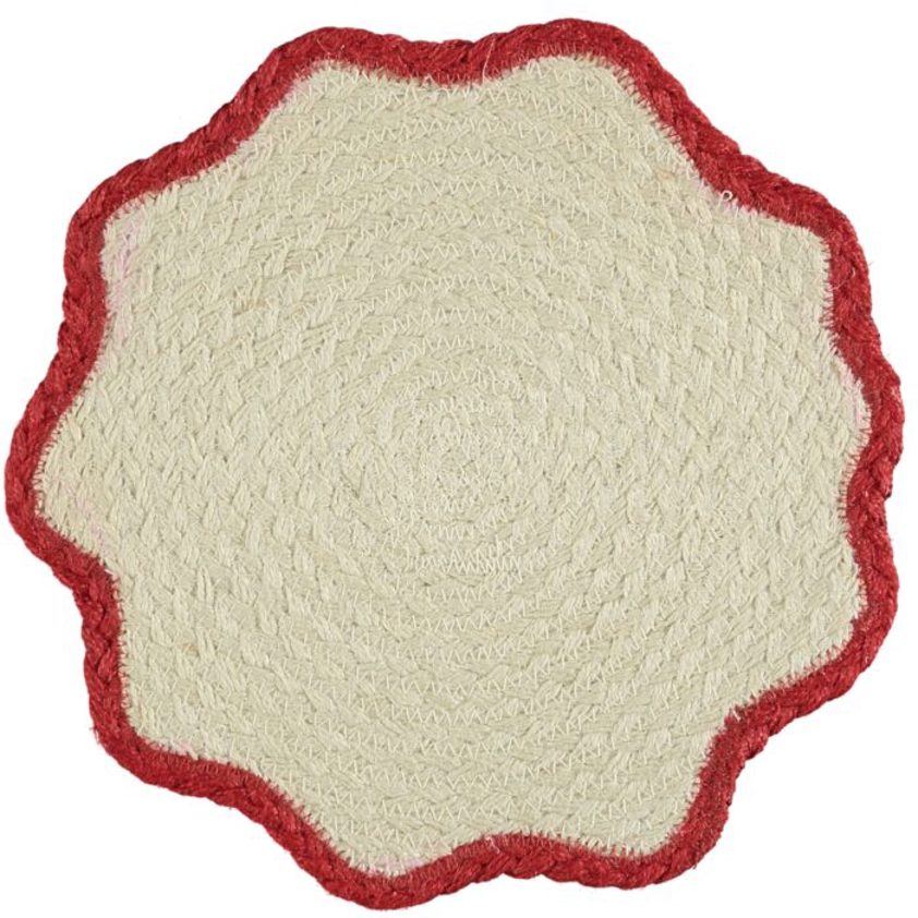 Red Tulip Jute Placemats in a Basket - Set of Six