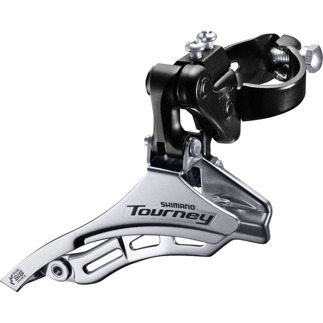 silver/blk Fd-Ty300 Tourney 6/7-Speed Triple Front Derailleur, Top Pull, 28.6 Mm, For 42T