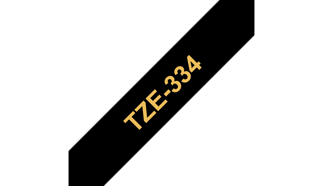 Brother TZE-334 DirectLabel gold on black Laminat 12mm x 8m for Brother P-Touch TZ 3.5-18mm/6-12mm/6-18mm/6-24mm/6-36mm