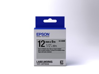 Epson C53S654019/LK-4SBM DirectLabel-etikettes black on silver metallic 12mm x 9m for Epson LabelWorks 4-18mm/36mm/6-12mm/6-18mm/6-24mm