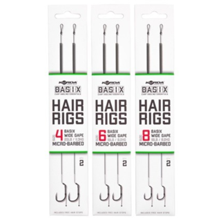 Korda Basix Hair Rigs - Wide Gape - Barbed