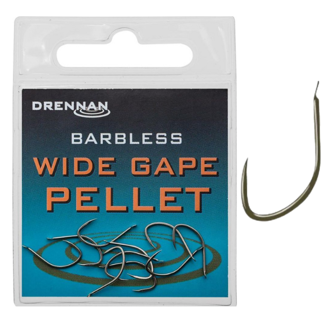 Size 12 Drennan Wide Gape Pellet Hooks - Barbless