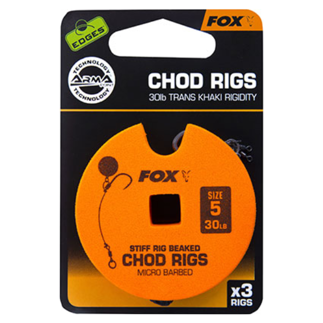 Size 5 Fox Chod Rigs - Trans Khaki Rigidity Stiff Rig Beaked Micro-Barbed