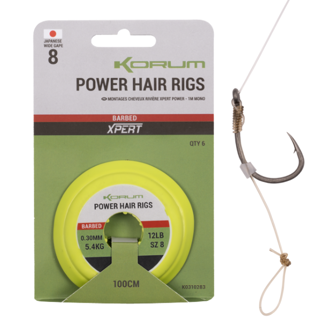 Korum Power Hair Rigs - 1m - Barbed