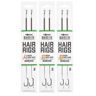 Korda Basix Hair Rigs - Wide Gape - Barbless