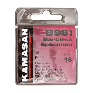 Kamasan B981 Eyed Barbless Specimen Hooks
