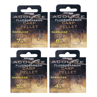 Drennan Acolyte Carp Pellet Hook to Fluorocarbon – Barbless