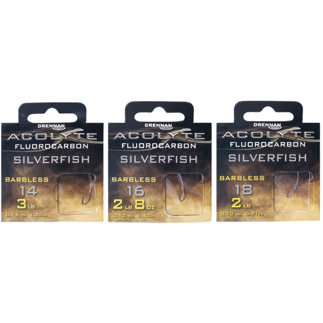 Drennan Acolyte Silverfish Hook to Fluorocarbon – Barbless