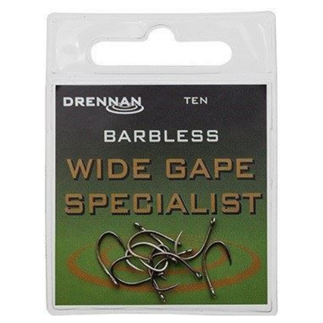 Size 10 Drennan Wide Gape Specialist Hooks - Barbless