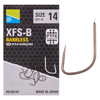 Preston Innovations Hooks PTFE Hair Rig Eyed Spade End Bagging Natural Fishing e
