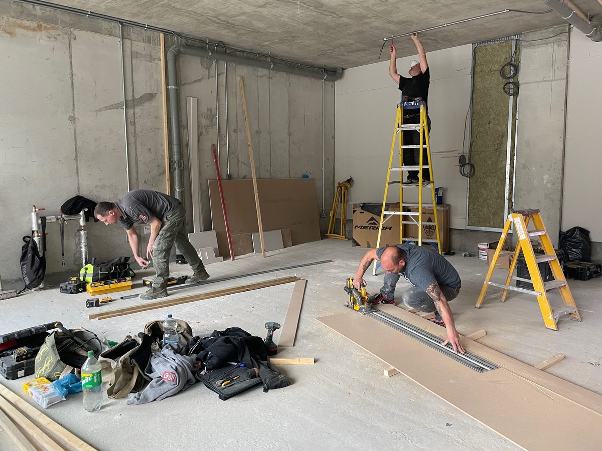 The shop being fitted out from bare concrete