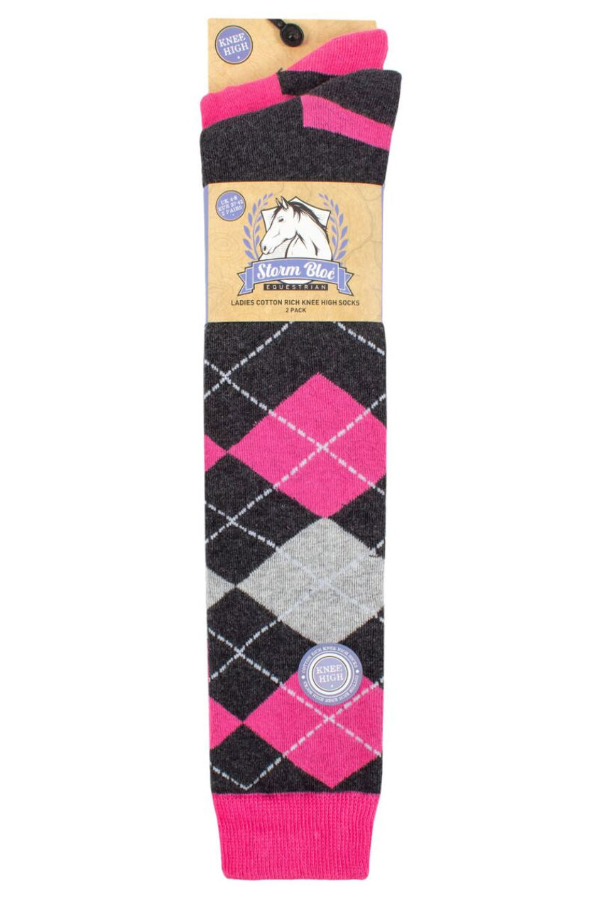 Charcoal/Purple StormBloc Middleweight Argyle Twin Pack  Socks