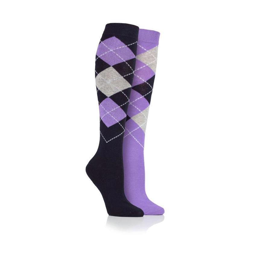 Lilac StormBloc Middleweight Argyle Twin Pack  Socks