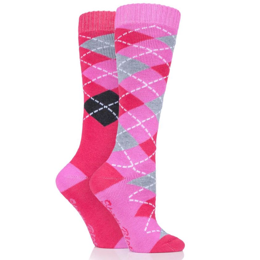 Pink StormBloc Middleweight Argyle Twin Pack  Socks