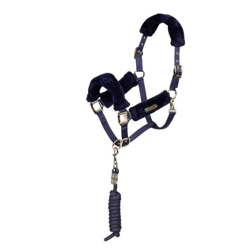 Navy ARMA Faux Fur Headcollar & Lead Rope