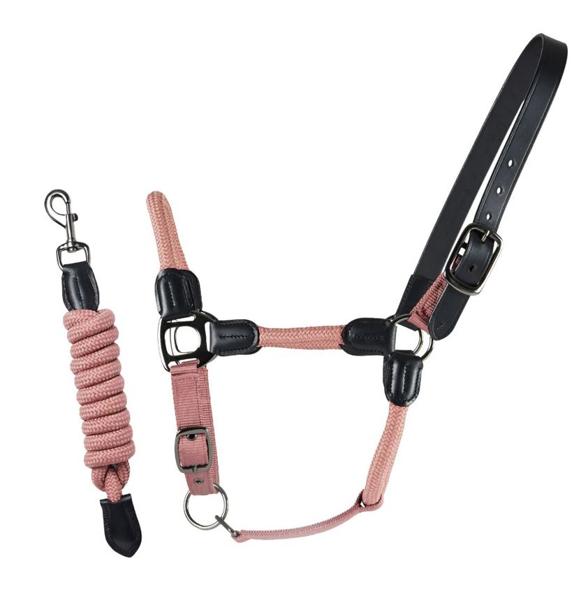 Dusky Pink Cameo Rope and Leather Headcollar