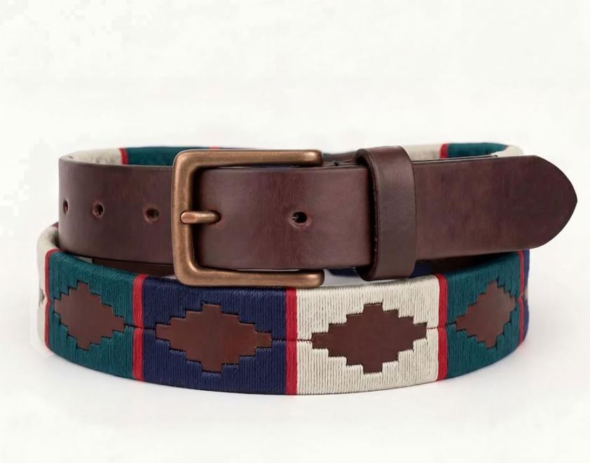 Green/Navy/Pearl/Red Camperos Leather Polo Belts