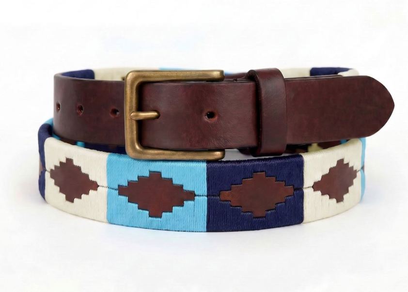 Navy/Light Blue/Cream Camperos Leather Polo Belts