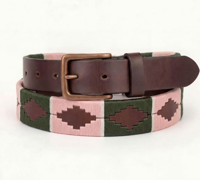 Alpine/Light Pink Camperos Leather Polo Belts