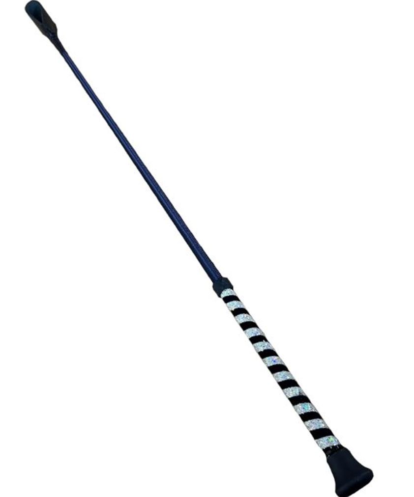 Navy Nubuck Glitter Handle Riding Whip
