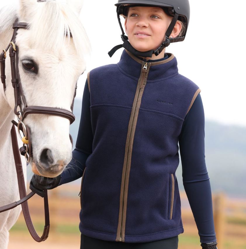 Navy Aubrion Core Fleece Gilet - Young Rider