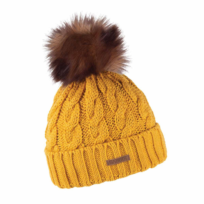 Mustard Sabbot Knitted Bobble Hat