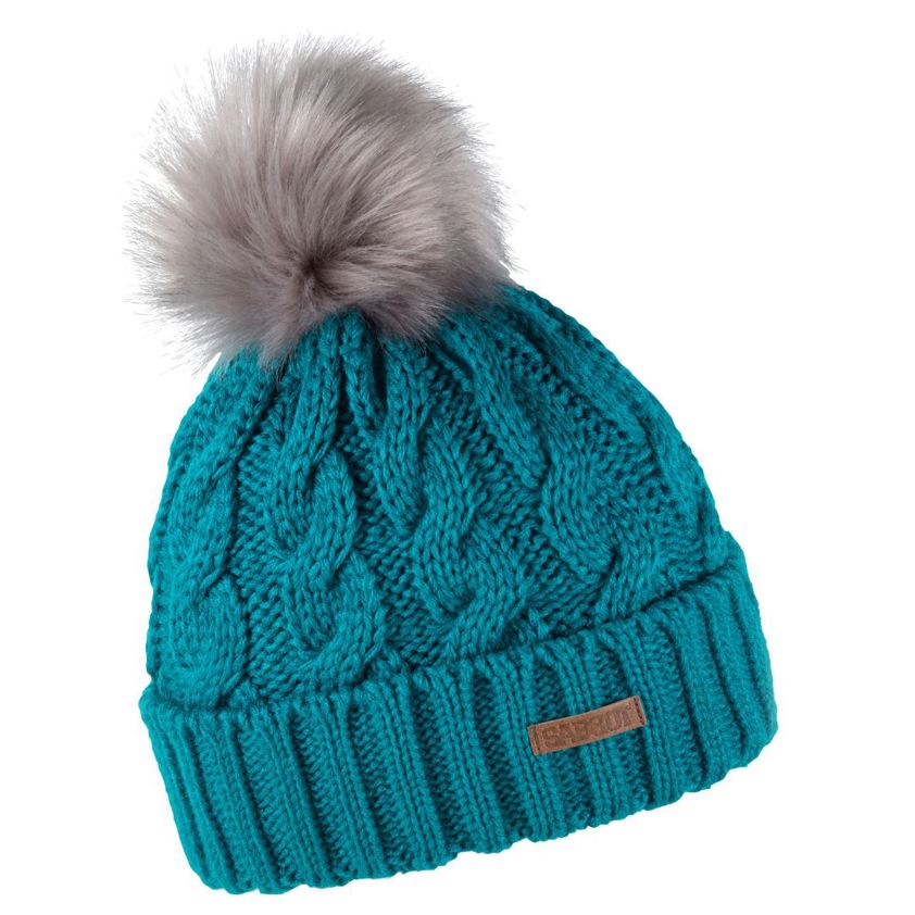 Teal Sabbot Knitted Bobble Hat