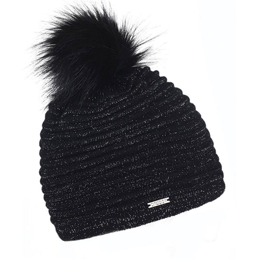 Sparkling Black Sabbot Knitted Bobble Hat