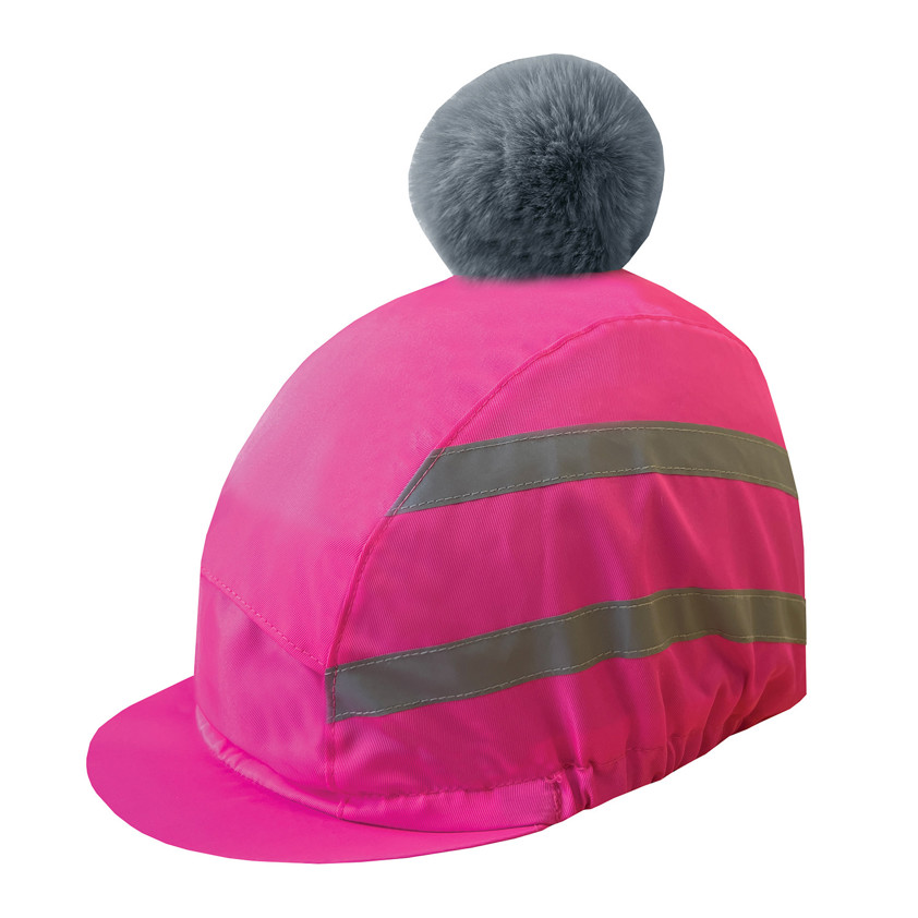 Pink Equetech Hi-Vis Deluxe Pom Pom Hat Silk