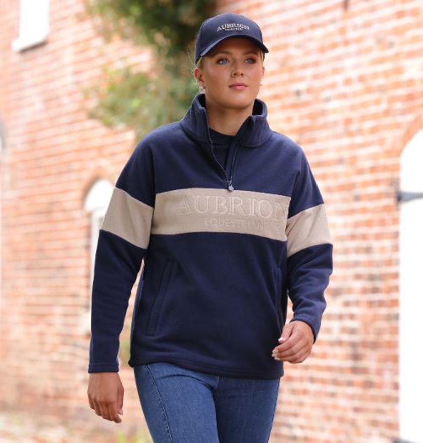 Midnight/Taupe Aubrion Equestrian Button Sweatshirt