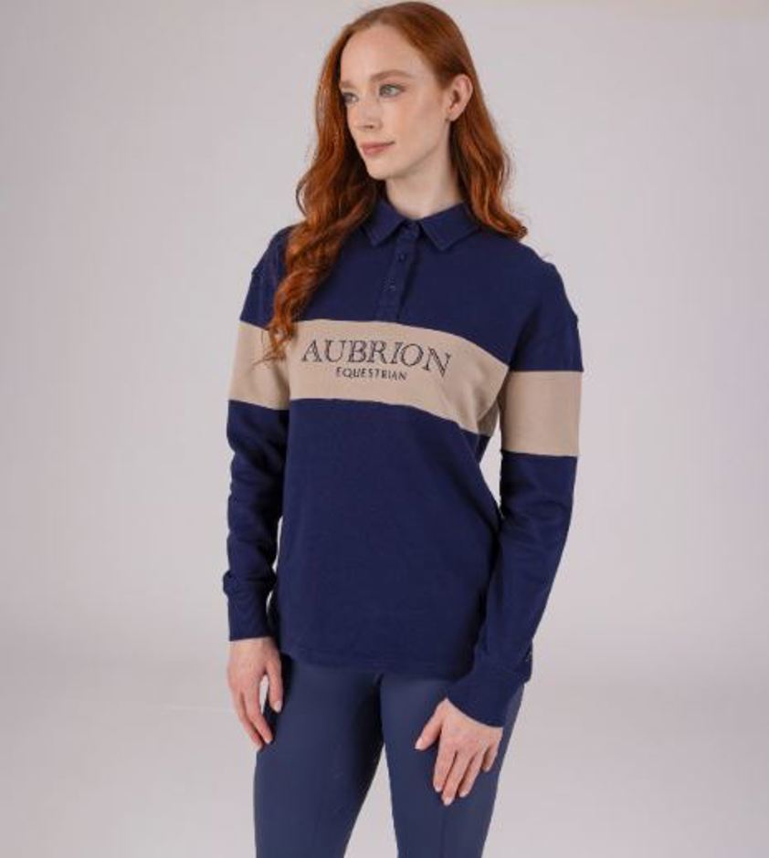 Midnight/Taupe Aubrion Equestrian Button Sweatshirt