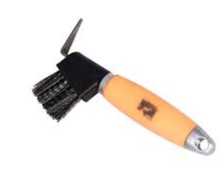 Purple/Orange Gel Handle Hoof Pick Brush
