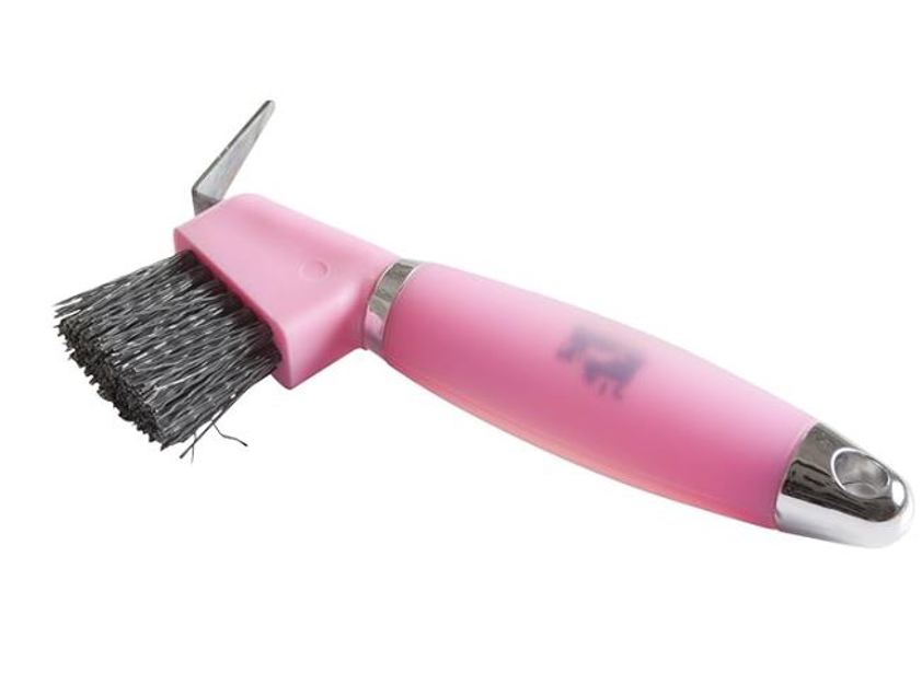 Hot Pink Gel Handle Hoof Pick Brush