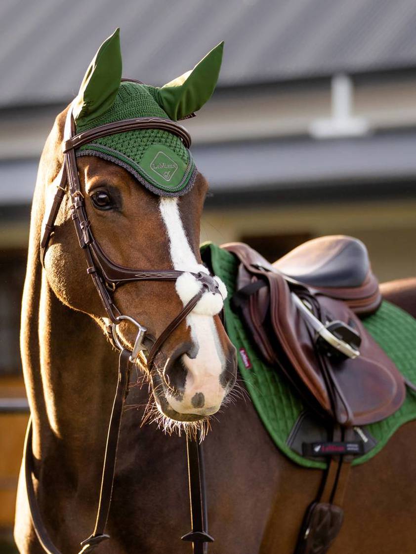 Hunter Green/Grey LeMieux Classic Lycra Fly Hood