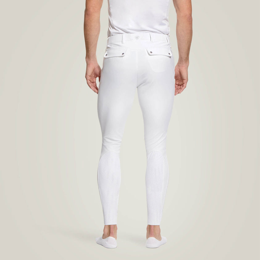 White Ariat Mens Tri Factor Knee Patch Breeches