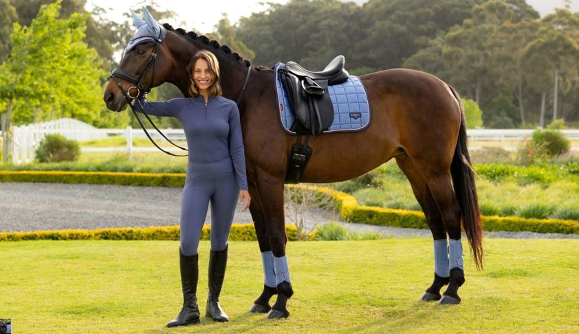 Powder Blue LeMieux Dressage Loire Satin Saddlecloth