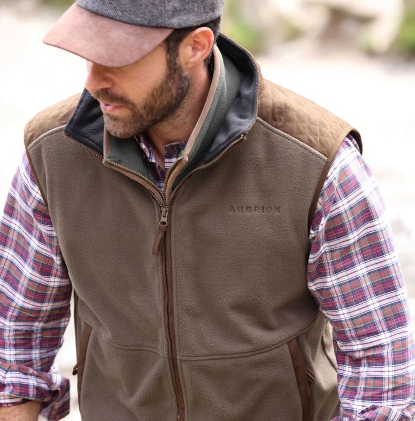 Dark Olive Aubrion Heritage Fleece Gilet - Unisex