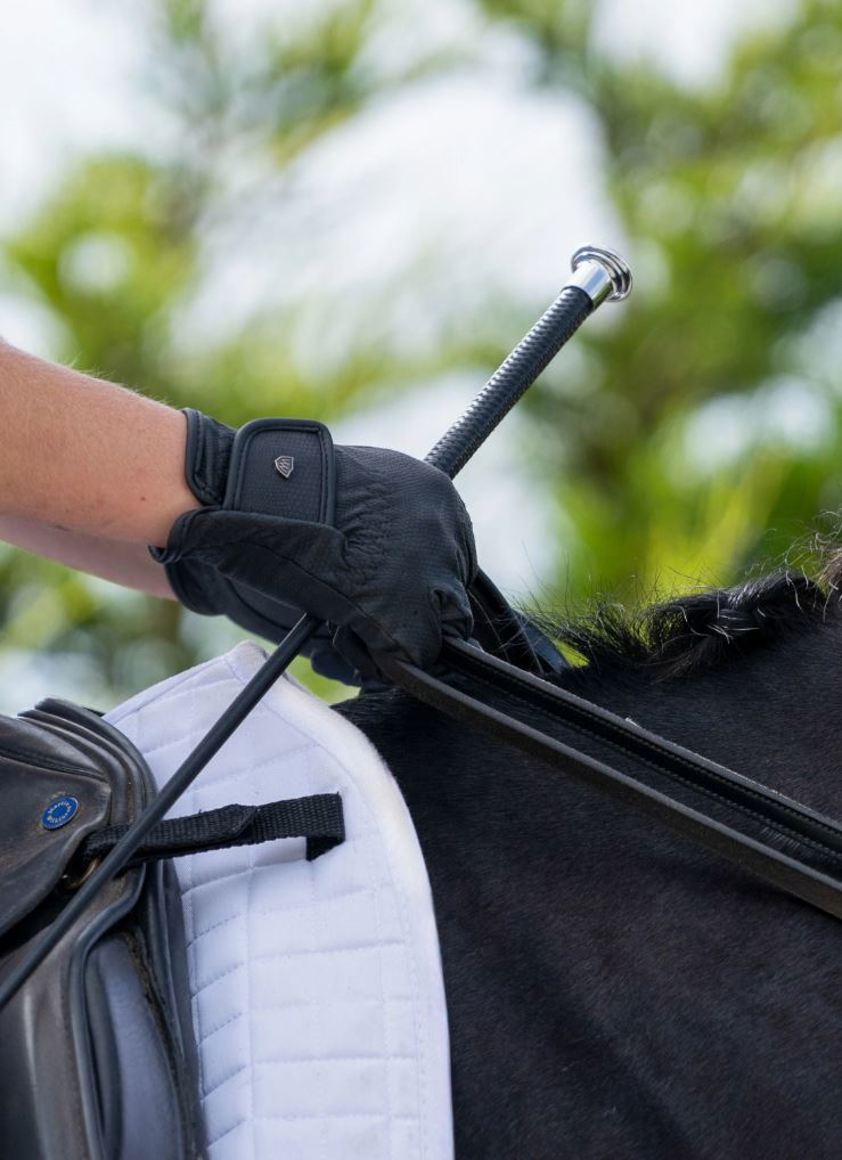 Black/Silver Woof Wear Diamond Dressage Whip