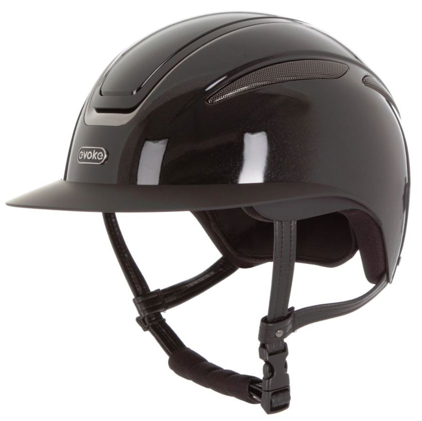 Black/Black Crystal Evoke Callisto MIPS Wide Peak Riding Hat - Small