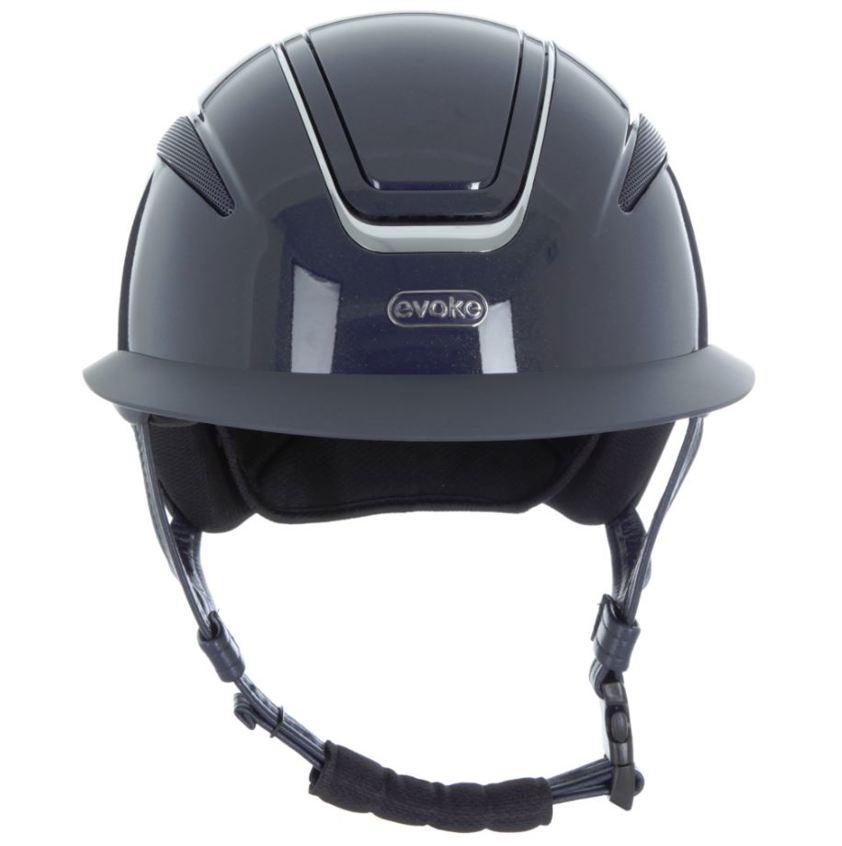 Navy/Chrome Evoke Callisto MIPS Wide Peak Riding Hat - Small