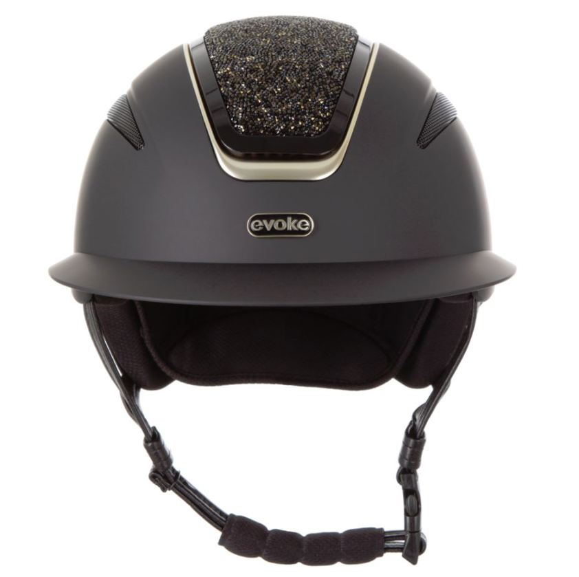 Black/Gold Crystal Evoke Callisto MIPS Wide Peak Riding Hat - Small