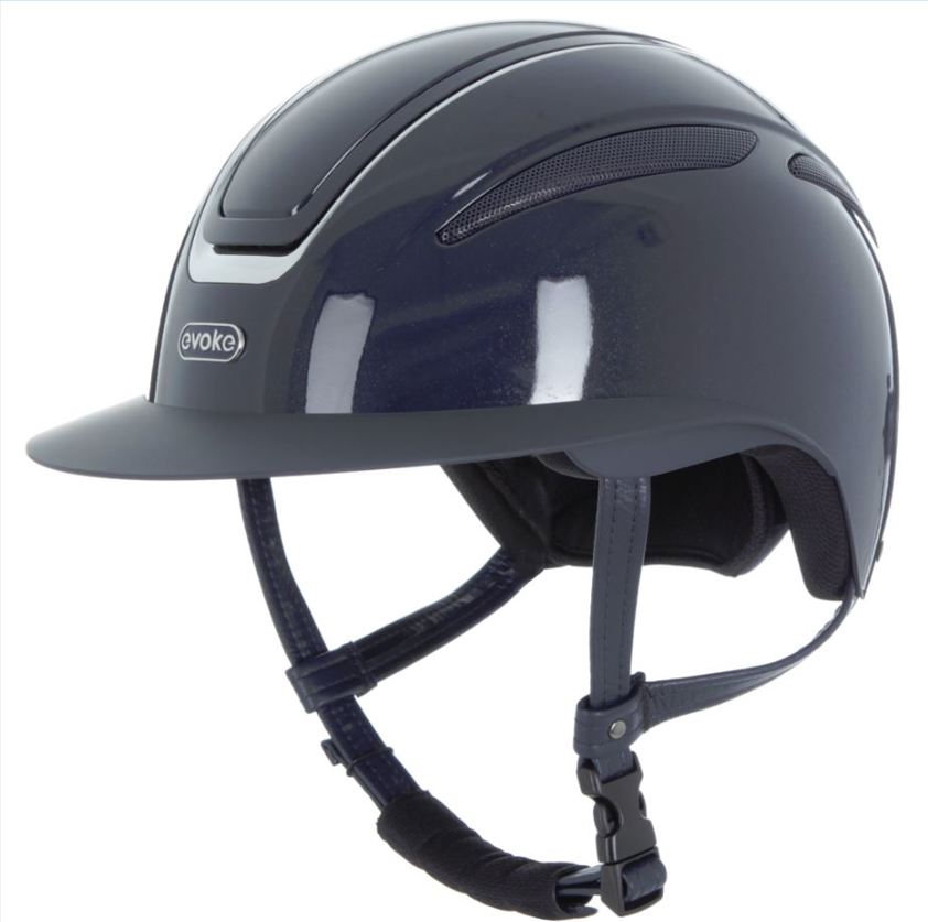 Navy/Chrome Evoke Callisto MIPS Wide Peak Riding Hat - Small