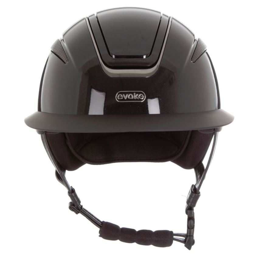 Black/Black Crystal Evoke Callisto MIPS Wide Peak Riding Hat - Small