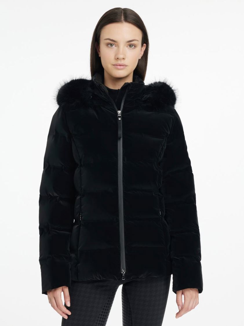 Black LeMieux Aspen Houndstooth Puffer Jacket