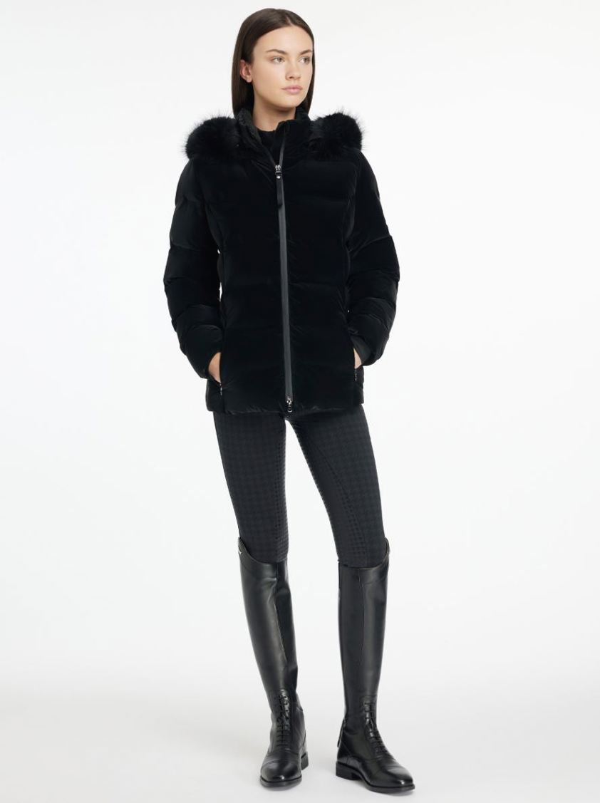 Black LeMieux Aspen Houndstooth Puffer Jacket