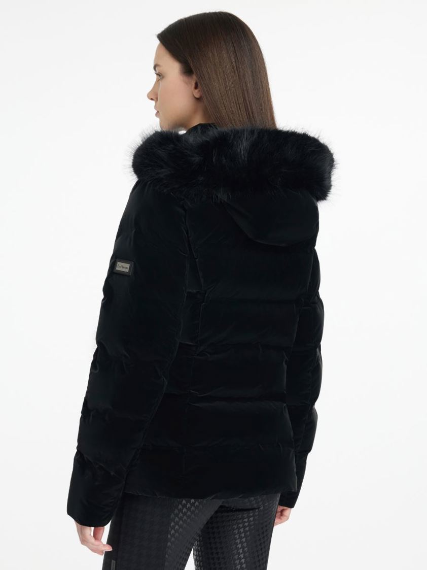 Black LeMieux Aspen Houndstooth Puffer Jacket