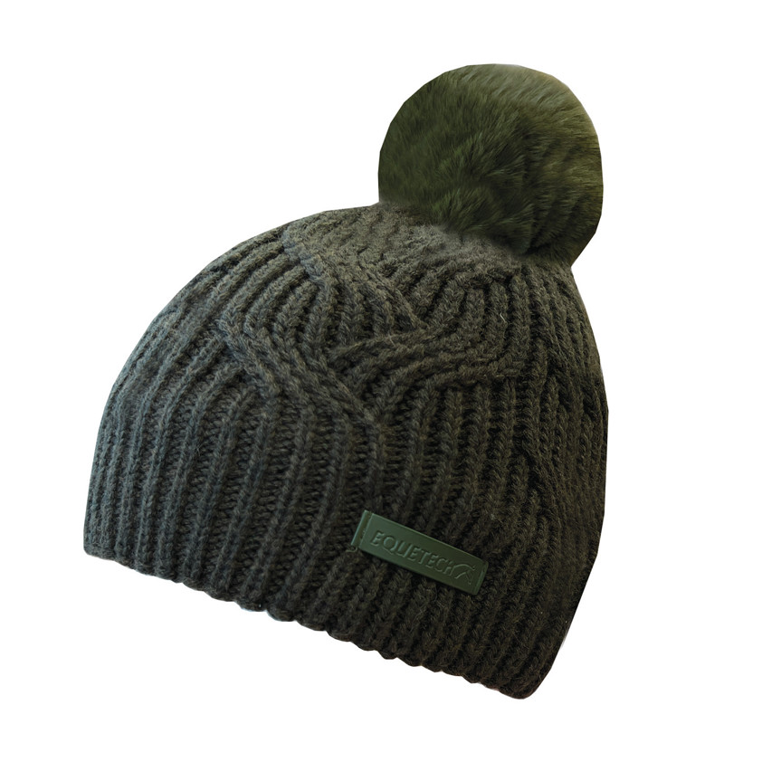 Khaki Equetech Cable Knit Recycled Waterproof Hat