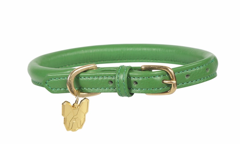 Green Rolled Leather Dog Collar