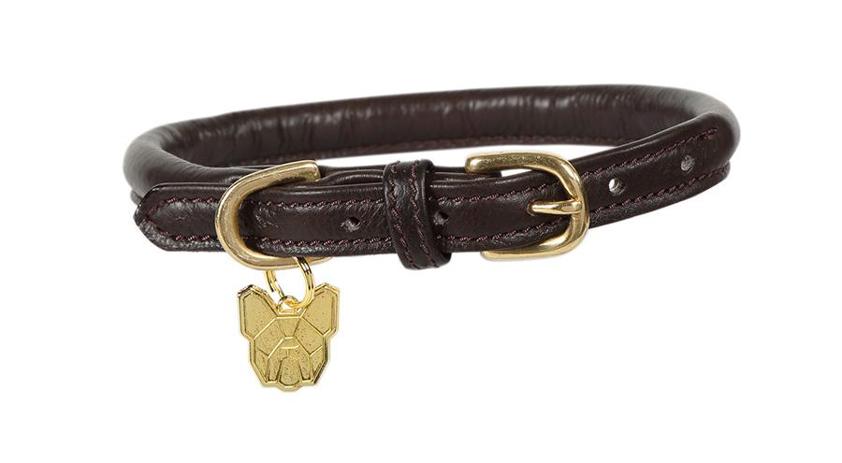 Brown Rolled Leather Dog Collar