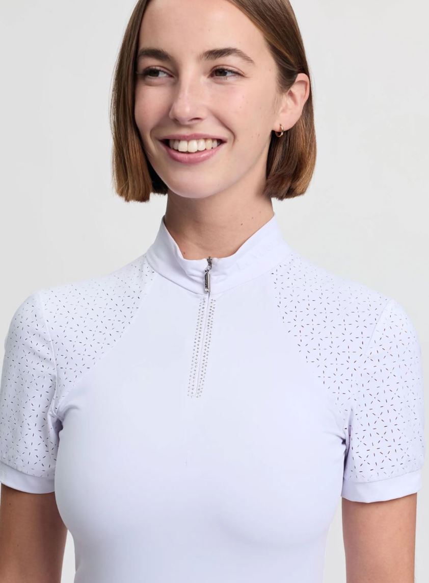 White LeMieux Brilliance Verity Short Sleeve Show Shirt